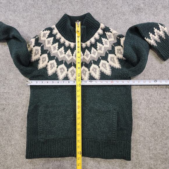 LL Bean Classic Ragg Sweater Womens Medium Full Zip Lambswool Fair Isle Knit - Picture 8 of 13